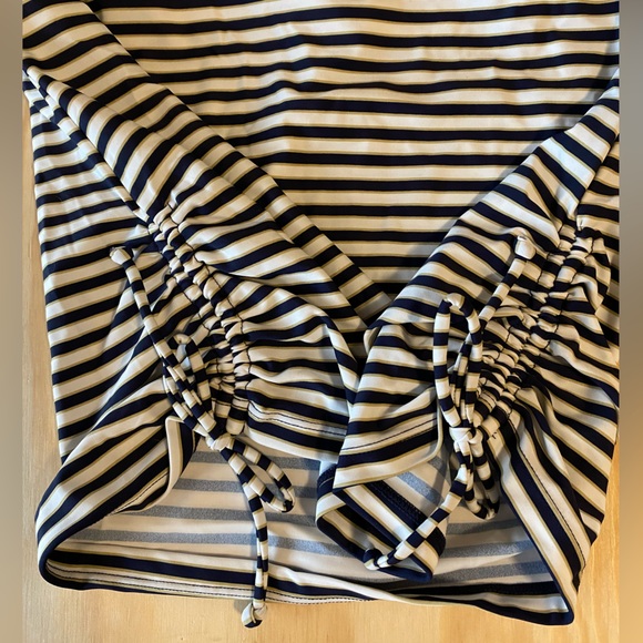 Calypsa by Modli Maya Swim Top Tankini White Navy Gold Striped - Picture 4 of 12